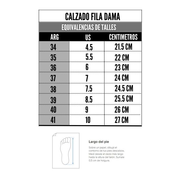 Disruptor Fila Tabla De Tallas Tabla Tallas Fila Zapatos NiÃ±a